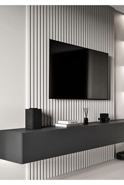 Rual Yeni Nesil Şık Sade Tv Ünitesi Salon Oturma Odası Dekoratif 3 Kapaklı Dolap