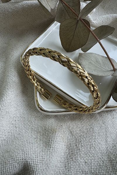 fuya design Stretchable Braid - Steel Bracelet (Gold)