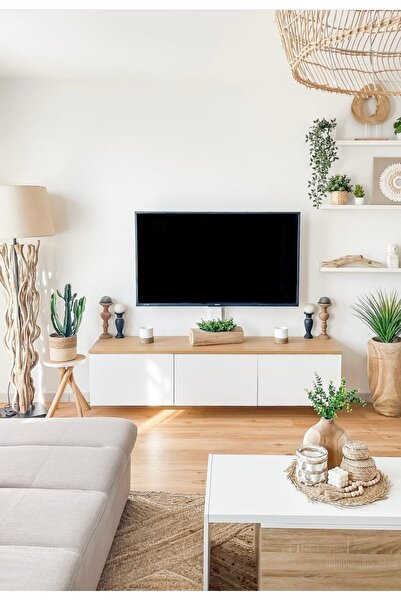 ERİZA Bulut, Tv sehpası ve Ünitesi, Beyaz Naturel