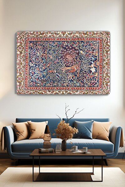 Arkeot Etnik Motif Desenli Vintage Duvar Tablosu - Dekoratif Kanvas Tablo - Salon oturma odası için tablo