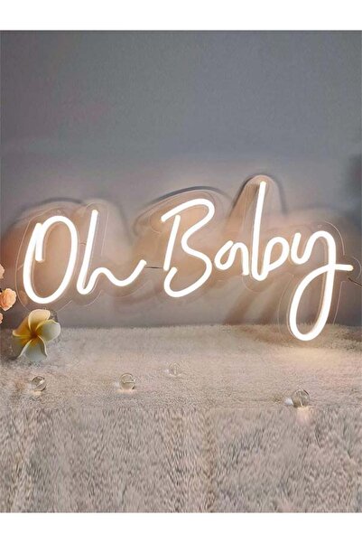 Derinn Lazer Led Tasarım Oh Baby Neon Led Tabela-dekoratif Aydınlatma-beyaz 4...