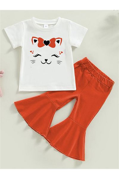 bebekpare Girl's Spanish Suit - Ribbon and Cat Print