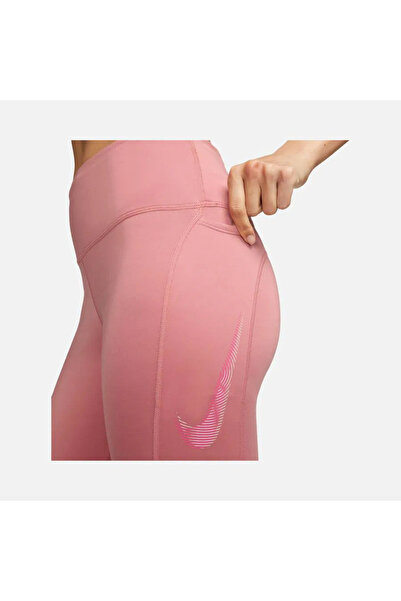 Nike Dri-Fit Fast Mid-Rise Swoosh HBR Graphic 7/8 Running Kadın  pempe spor koşu Tayt fb4656