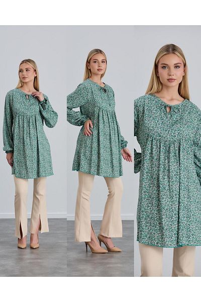LİYACA Bluză de maternitate din viscoză cu model floral Hijab Regular Fit Tunica