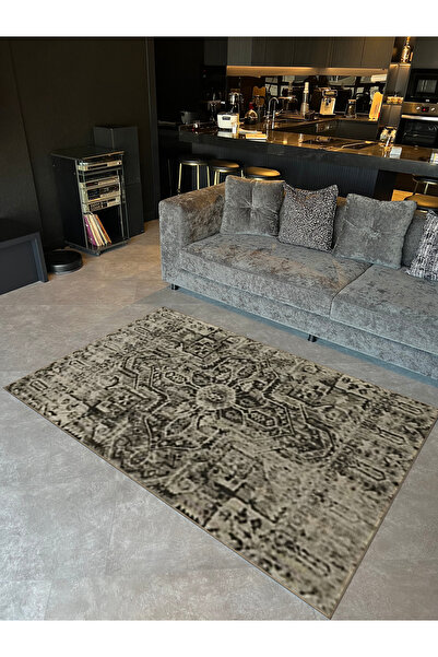 Rugs Modern Halı Gray Beige Themed Traditional Motif Patterned Vintage Decora...