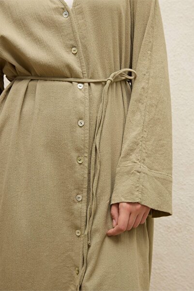 Manuka Çağla - Bavlněná dlouhá tunika s kravatou