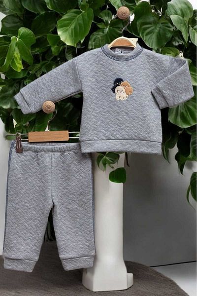 dinamik çocuk 0-2 Years Old Quilted Dog Embroidered Seasonal Set - 3 Thread No Ribbon