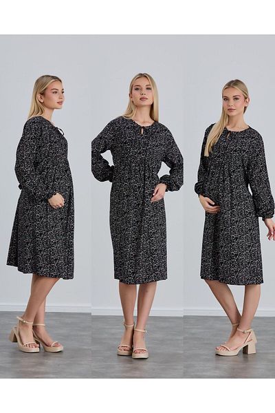 LİYACA Φόρεμα εγκυμοσύνης Hijab Regular Fit με λουλουδάτο μοτίβο βισκόζης