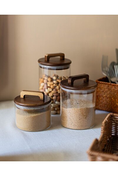 KaiHome 960ml Capacity Acacia Jar with Vacuum Lid