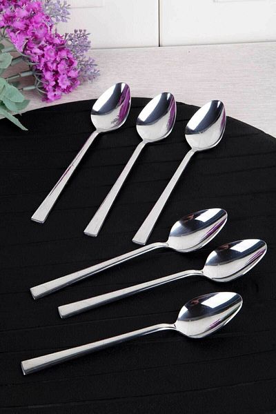 BLK TİCARET Chopstick Model Simple 1 Set 6 Pieces Dessert Spoon Set
