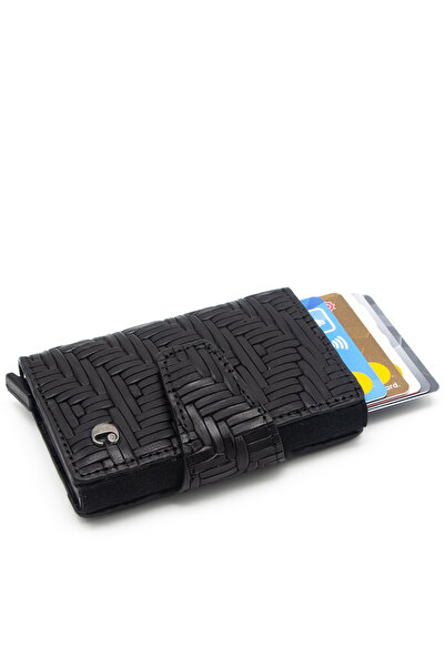 Cacharel Gladiator Black Leather Credit Card Holder - 0270G65