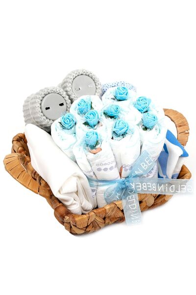 ESRARENGİZ HEDİYELER Hoşgeldin Erkek Bebek Bez Pastası Hediye Sepeti