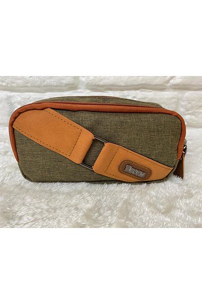 Brons Double Eyed Buckle Denim Pencil Bag