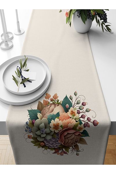 Bertille Home Flower Series 140x40 Cm Digital Printed Runner