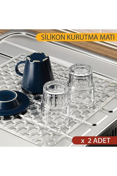 MAİN SHOP 2 Pieces Transparent Silicone Sink Ice Tray Carpet Drying Mat M-111