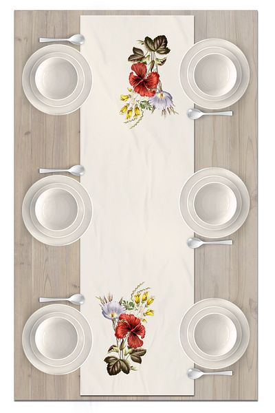 Bertille Home Σειρά λουλουδιών 140x40 cm Digital Printed Runner