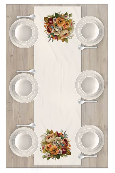 Bertille Home Flower Series 140x40 Cm Digital Printed Runner