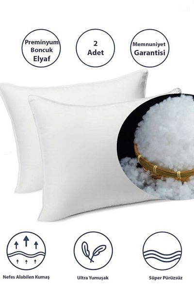 Tekstil Home White 100% Silicone Full Pillow - 2 Pieces, 50x70 Size, 800gr Cotton Net
