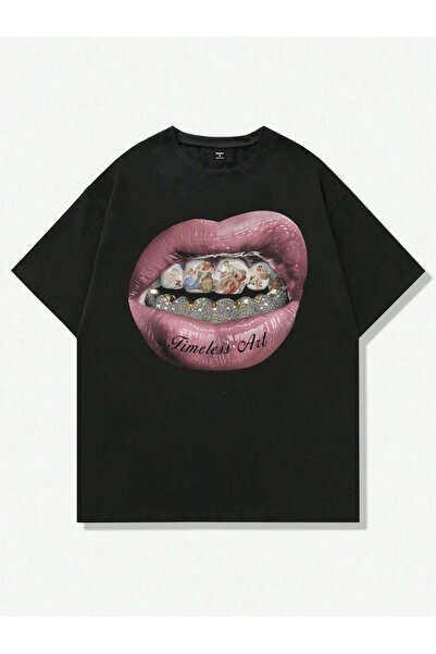 Bengi Clothing Tricou cu mânecă scurtă cu imprimeu supradimensionat din bumba...