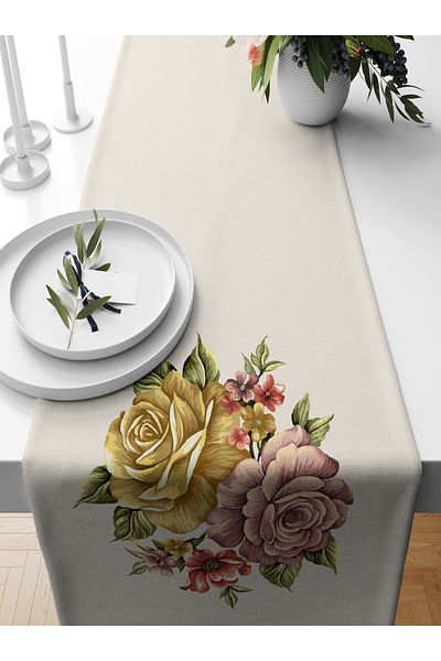 Bertille Home Σειρά λουλουδιών 140x40 cm Digital Printed Runner