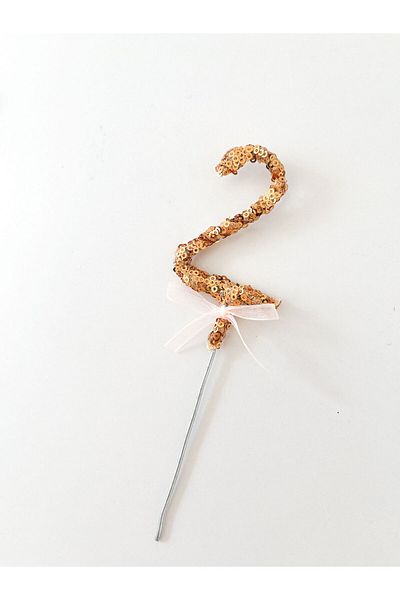 COOLMINIES 2 Year Old Birthday Decoration Sequined Gold Cake