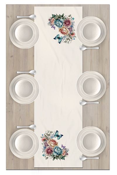 Bertille Home Flower Series 140x40 Cm Digital Printed Runner