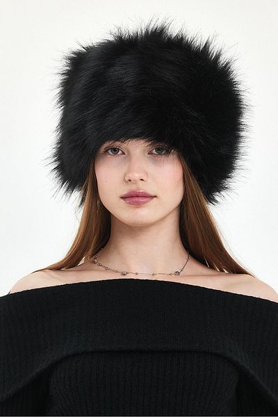 Fluffy Turkey Зимна шапка в руски стил - пухкав пуловер от калпак / слънчев косъм (58-60 CM)