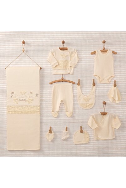 Election Beige Unisex 10 Pieces Butterfly Pattern - Organic Antiallergic Newb...