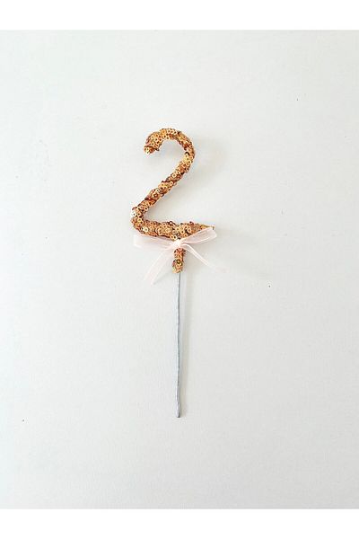 COOLMINIES 2 Year Old Birthday Decoration Sequined Gold Cake