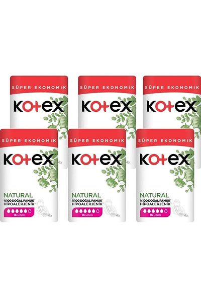 Kotex Natural Hypoallergenic Super Pack Long 16 Pieces X 6 Pieces