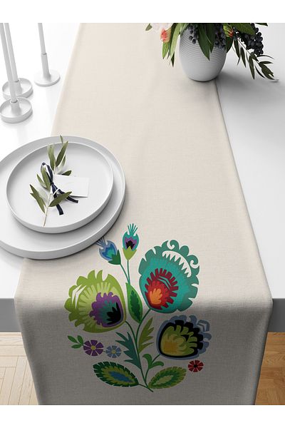 Bertille Home Flower Series 140x40 Cm Digital Printed Runner