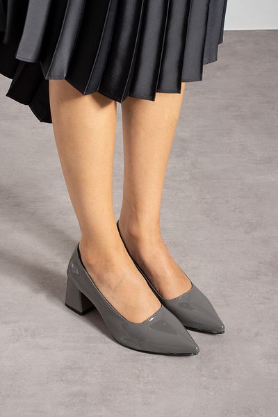 irmona Lakovaná kůže Mabel Fume Grey siletto na podpatku