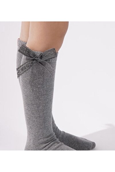 Katia&Bony جوارب أساسية للأطفال بطول الركبة مع شريط باللون الرمادي