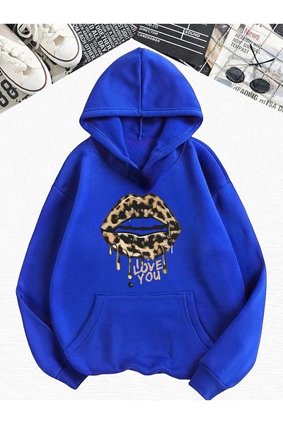 BENROMA Леопардов суитшърт Saks Oversize - с щампа на устните