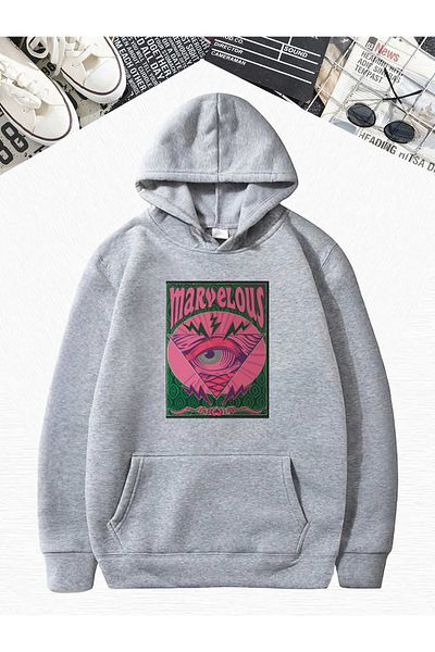 BENROMA Сив оувърсайз суитшърт с щампа