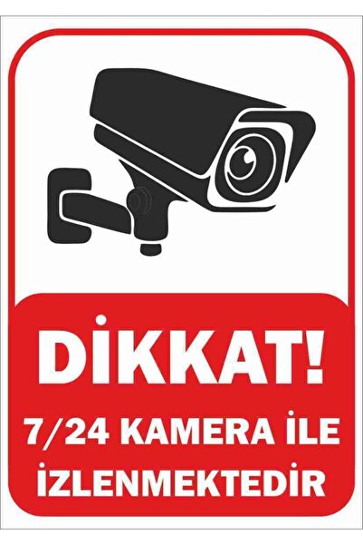 DEMİROK Trafik Ve Uyarı Levhası (7/24 KAMERA ILE IZLENMEKTEDİR) A4 (21 CM X 2...