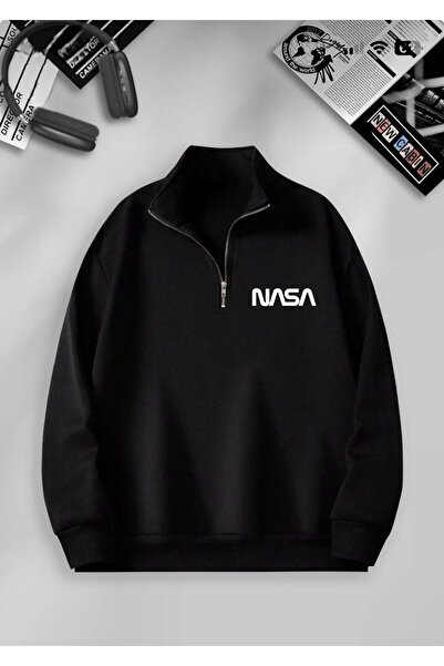 NewCabin Унісекс Зимовий чорний світшот з флісом - Напівзастібка-блискавка, з...