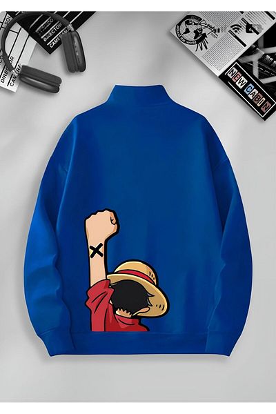 NewCabin Φούτερ Unisex Winter Saks - Μισό φερμουάρ, 2 κλωστές, Fleece, γιακάς, ONE PIECE PRINTED