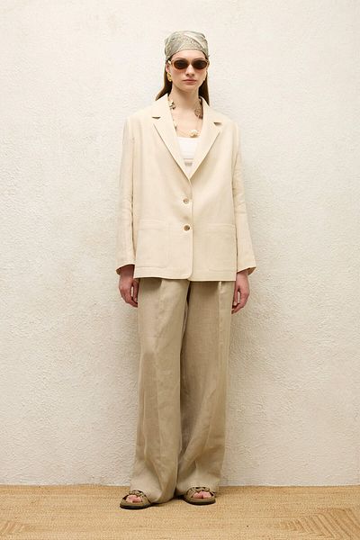 Manuka Μπεζ λινό Oversize Blazer Jacket