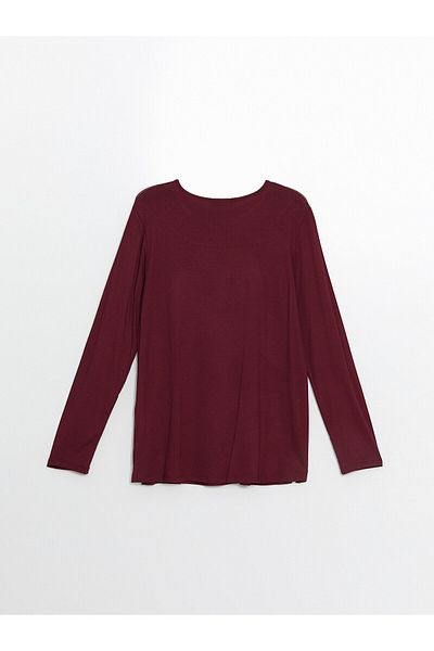 LC Waikiki LCW Grace Damenbluse mit Rundhalsausschnitt, einfarbig, langärmelig
