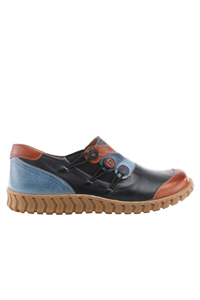 İNZE AYAKKABI Navy Blue Tan Multi Leather Casual Shoes - Model Name - Sydney