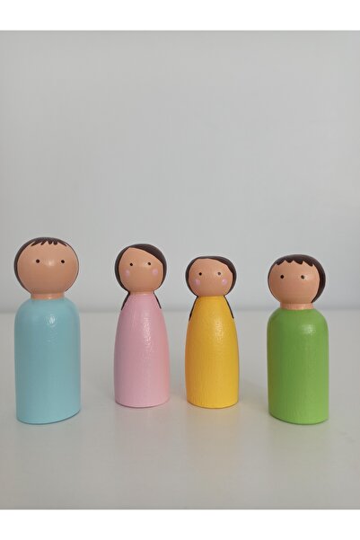 Gepetto Pegdoll العائلية المكونة من 4 أشخاص - دمى ربط خشبية مطلية