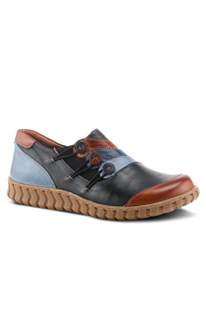 İNZE AYAKKABI Navy Blue Tan Multi Leather Casual Shoes - Model Name - Sydney