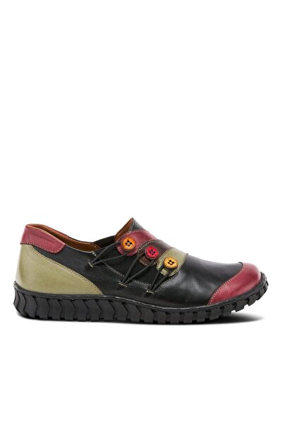 İNZE AYAKKABI Black & Red Leather Casual Shoes - Model Name - Sydney