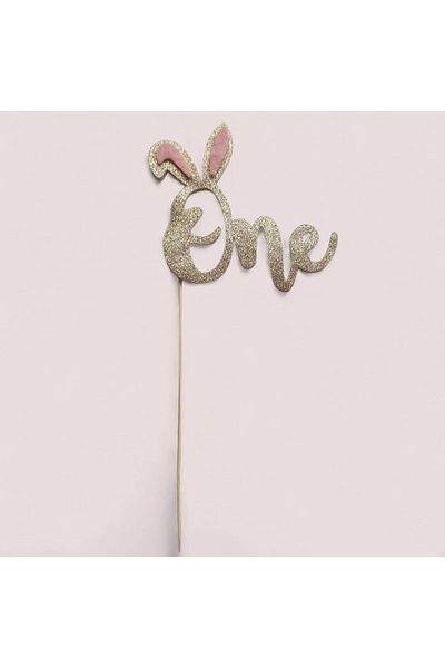 damlakidsmoda Rabbit Eared One Cake Decoration Gold Cake Toothpick