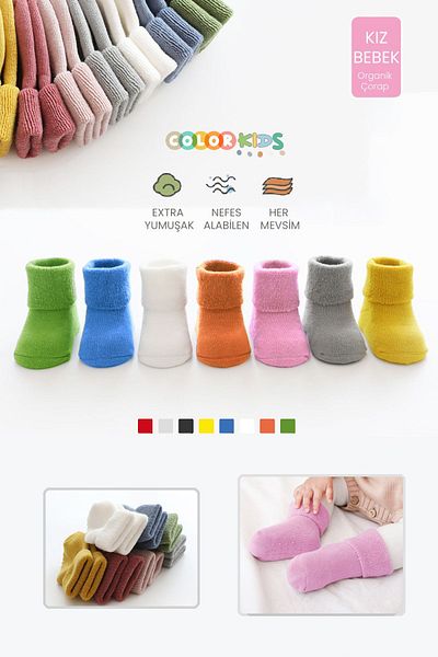 Color Socks 5-piece Organic Baby Socks for Girls Newborn - Extra Soft