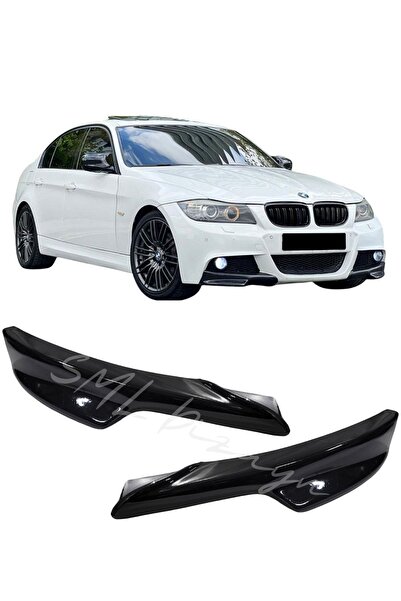 SML Dizayn Bmw E90 Lcı 2008-2011 Ön Flap Ek Plastik Piano Black E90 Ön-bodykit-flap-bıçak-ek