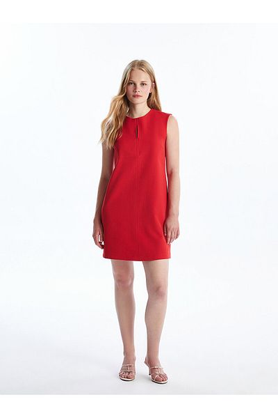 LC Waikiki LCW Women's Plain Crew Neck Dress
