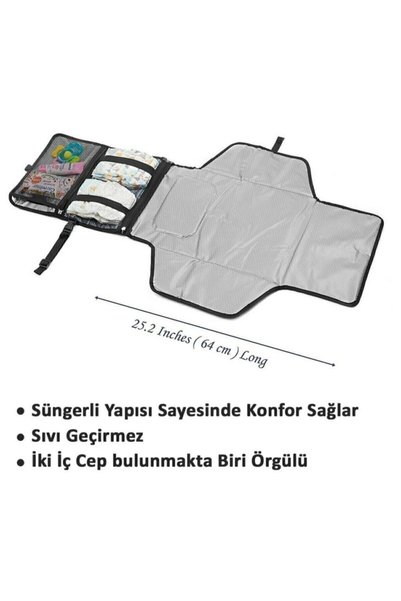 Ksburda Bebek Alt Açma Örtüsü Fonksiyonel Bakım Çantası Alt Açma Minderi Siyah