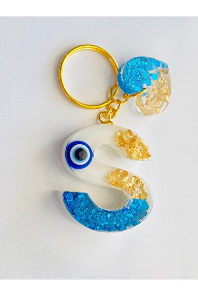 Ustaeller KİŞİYE ÖZEL S HARFİ HEDİYELİK ANAHTARLIK NAZAR BONCUKLU